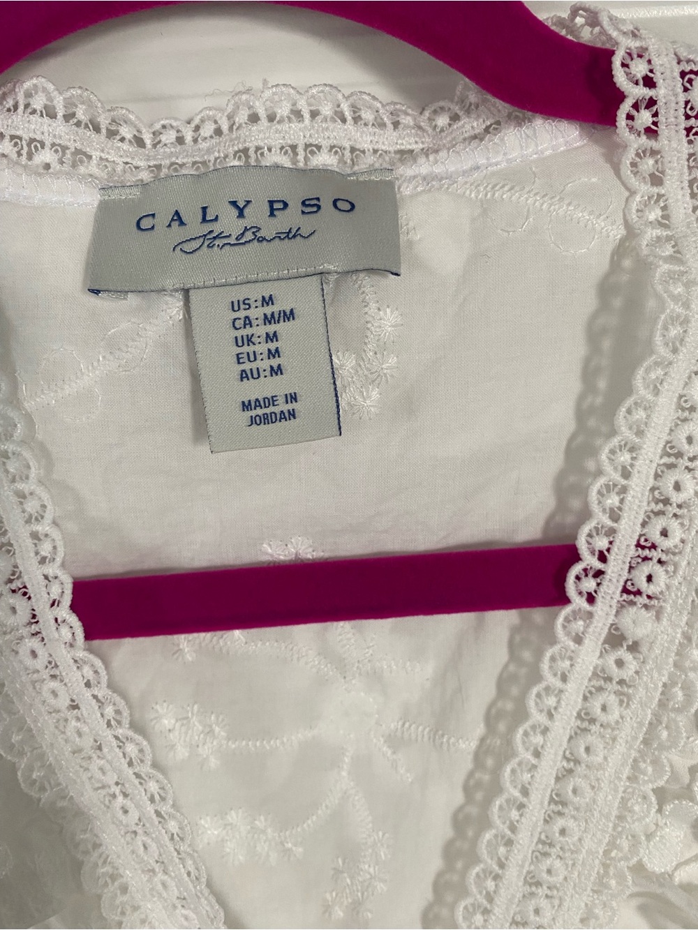 Calypso St. Barth White Floral Eyelet Ruffle Blouse - Picture 3 of 5